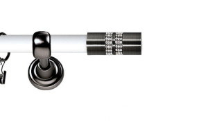 Karnisz Metalowy Prestige pojedynczy 25mm Lanso Crystal Antracyt - biały