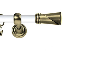 Karnisz Metalowy Prestige pojedynczy 25mm Loca Antyk mosiądz - biały