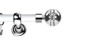 Karnisz Metalowy Prestige pojedynczy 25mm Melba Crystal INOX - biały