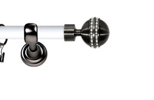 Karnisz Metalowy Prestige pojedynczy 25mm Melba Crystal Antracyt - biały