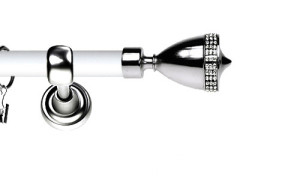 Karnisz Metalowy Prestige pojedynczy 25mm Piano Crystal INOX - biały
