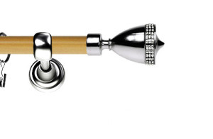 Karnisz Metalowy Prestige pojedynczy 25mm Piano Crystal INOX - pinia