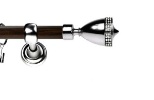 Karnisz Metalowy Prestige pojedynczy 25mm Piano Crystal INOX - wenge