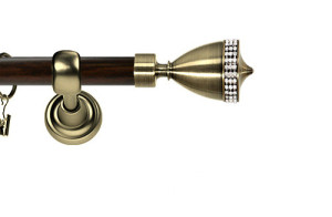 Karnisz Metalowy Prestige pojedynczy 25mm Piano Crystal Antyk mosiądz - wenge