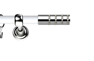 Karnisz Metalowy Prestige pojedynczy 25mm Rosetti Crystal INOX - biały