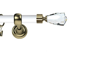 Karnisz Metalowy Prestige pojedynczy 25mm Travo Crystal Antyk mosiądz - biały
