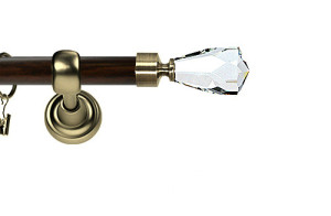 Karnisz Metalowy Prestige pojedynczy 25mm Travo Crystal Antyk mosiądz - wenge