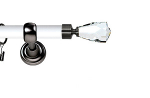 Karnisz Metalowy Prestige pojedynczy 25mm Travo Crystal Antracyt - biały