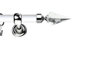Karnisz Metalowy Prestige pojedynczy 25mm Veneto Crystal  INOX - biały