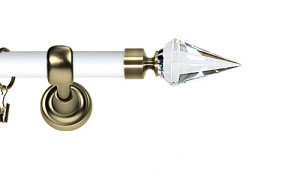 Karnisz Metalowy Prestige pojedynczy 25mm Veneto Crystal  Antyk mosiądz - biały