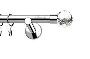 Karnisze nowoczesne NEO na wymiar pojedynczy 19mm Beluna Crystal INOX