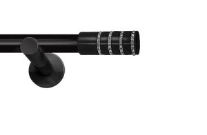 Karnisze nowoczesne NEO na wymiar pojedynczy 19mm Rosetti Crystal czarny