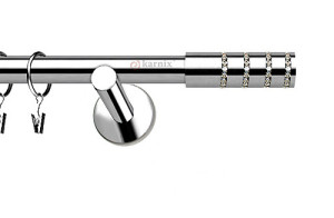 Karnisze nowoczesne NEO na wymiar pojedynczy 19mm Rosetti Crystal INOX