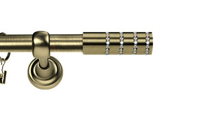 Karnisz Metalowy Rzymski pojedynczy 16mm Rosetti Crystal antyk mosiądz