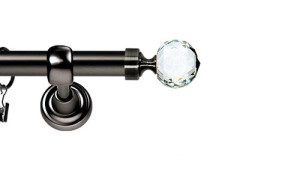 Karnisze Metalowe Rzymskie pojedynczy 25mm Beluna Crystal antracyt