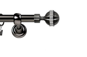 Karnisze Metalowe Rzymskie pojedynczy 25mm Globi Crystal antracyt