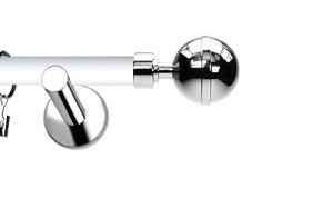 Karnisze Nowoczesne NEO Prestige pojedynczy 19mm Kula Elegant INOX - biały