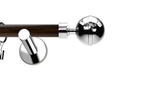 Karnisze Nowoczesne NEO Prestige pojedynczy 19mm Kula Elegant INOX - wenge