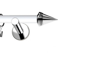 Karnisze Nowoczesne NEO Prestige pojedynczy 19mm Stożek INOX - biały