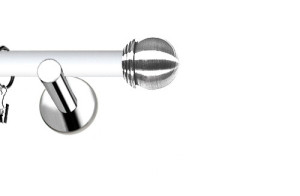 Karnisze Nowoczesne NEO Prestige pojedynczy 19mm Gałka Max INOX - biały