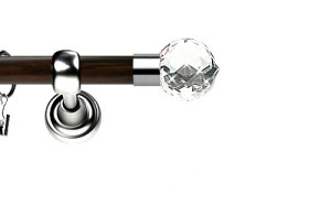 Karnisz Metalowy Prestige pojedynczy 19mm Beluna Crystal INOX - wenge