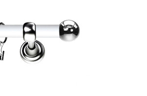 Karnisz Metalowy Prestige pojedynczy 19mm Kula INOX - biały