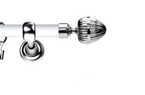 Karnisz Metalowy Prestige pojedynczy 19mm Milano INOX - biały