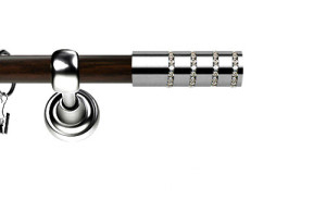 Karnisz Metalowy Prestige pojedynczy 19mm Rosetti Crystal INOX - wenge
