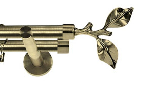 Karnisz nowoczesny NEO podwójny 16/16mm Gałązka antyk mosiądz