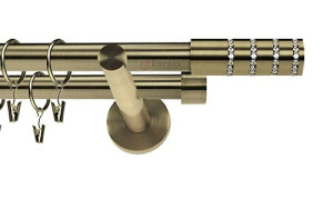 Karnisz nowoczesny NEO podwójny 16/16mm Rosetti Crystal antyk mosiądz