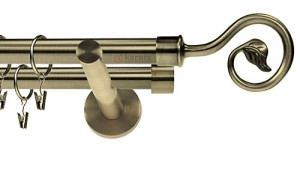 Karnisz nowoczesny NEO podwójny 16/16mm Spiralka antyk mosiądz