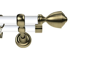 Karnisz Metalowy Prestige podwójny 25/19mm Avanti Antyk mosiądz - biały