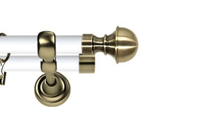 Karnisz Metalowy Prestige podwójny 25/19mm Bella Antyk mosiądz - biały