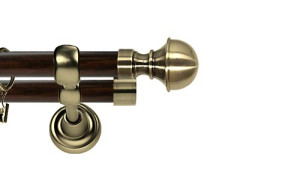 Karnisz Metalowy Prestige podwójny 25/25mm Bella Antyk mosiądz - wenge
