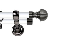 Karnisz Metalowy Prestige podwójny 25/25mm Bella Antracyt - biały