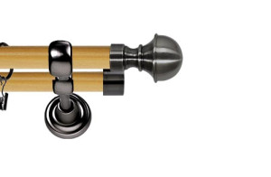 Karnisz Metalowy Prestige podwójny 25/19mm Bella Antracyt - pinia