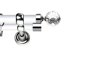 Karnisz Metalowy Prestige podwójny 25/19mm Beluna Crystal INOX - biały
