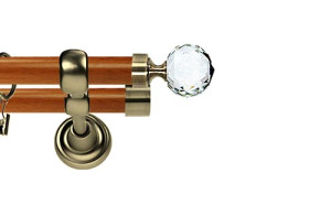 Karnisz Metalowy Prestige podwójny 25/19mm Beluna Crystal Antyk mosiądz - calvados