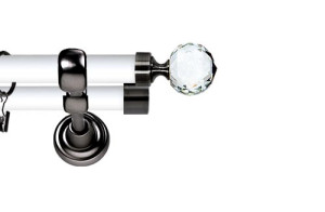 Karnisz Metalowy Prestige podwójny 25/19mm Beluna Crystal Antracyt - biały