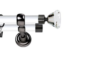 Karnisz Metalowy Prestige podwójny 25/25mm Clarex Crystal Antracyt - biały