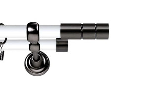 Karnisz Metalowy Prestige podwójny 25/19mm Cylinder Antracyt - biały