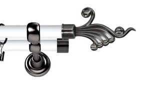 Karnisz Metalowy Prestige podwójny 25/19mm Fantazja Antracyt - biały