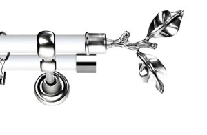 Karnisz Metalowy Prestige podwójny 25/19mm Gałązka INOX - biały