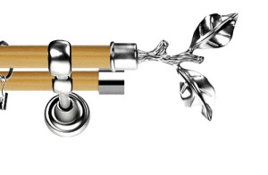 Karnisz Metalowy Prestige podwójny 25/19mm Gałązka INOX - pinia