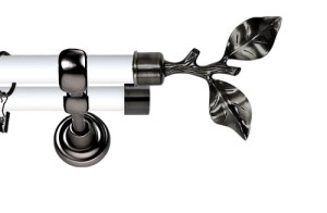 Karnisz Metalowy Prestige podwójny 25/19mm Gałązka Antracyt - biały