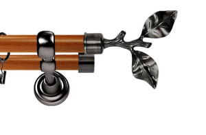 Karnisz Metalowy Prestige podwójny 25/19mm Gałązka Antracyt - calvados