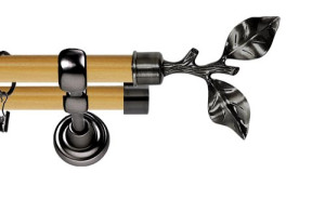 Karnisz Metalowy Prestige podwójny 25/19mm Gałązka Antracyt - pinia