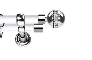 Karnisz Metalowy Prestige podwójny 25/19mm Globi Crystal INOX - biały