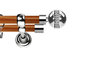 Karnisz Metalowy Prestige podwójny 25/19mm Globi Crystal INOX - calvados