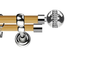 Karnisz Metalowy Prestige podwójny 25/19mm Globi Crystal INOX - pinia